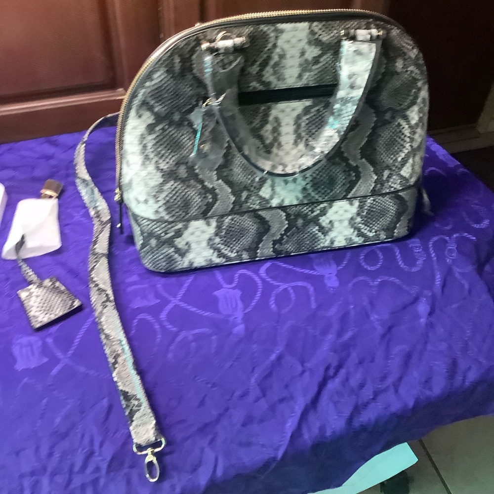 Black White Grey JustFab Crossbody and Satchel Handle Handbag